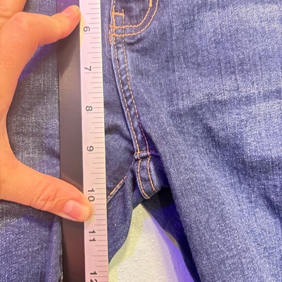 KanCan Dark Blue Cropped Skinny Jeans Raw Hem Size 7/27 - Picture 7 of 10